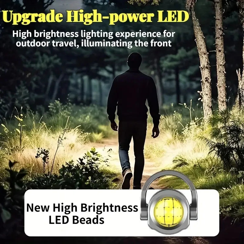 Mini Keychain Flashlight Rechargeable Pocket COB Working Light Outdoor Hook Emergency Warning Light for Camping Walking Hiking