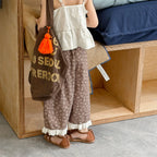 2026 Summer New Girls Lace Wide Leg Pants Toddler Thin Casual Pants Baby Girl Floral Mosquito Proof Pants Cotton Kids Clothes