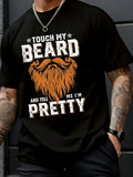 Men's summer 100% pure cotton fashionable casual loose beard skull pattern printed round neck short sleeved T-shirt top