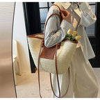 Handmade Beach Vacation Straw Woven Bag For Women Single-Shoulder Summer Straw Beach Bags Shopper Baskets Bohemian Large Tote Ba