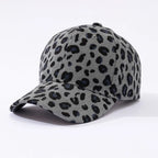 Leopard hat Women's autumn and winter corduroy baseball cap warmth preservation sunscreen hat cap hard top men
