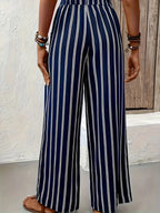 Striped Wide-Leg Pants Women loose Casual Pants Spring and Summer New High Waist straight-leg loose Pants Trousers