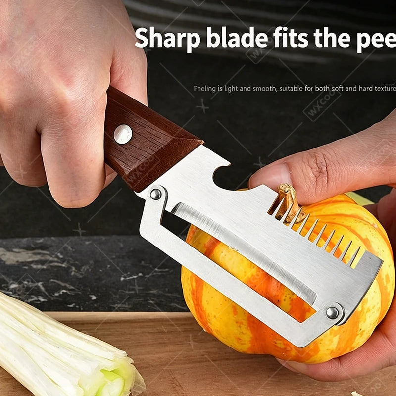 WXCOO MultiFunction Peeler Kitchen Stainless Steel Vegetable Peeler Fruit Knife 2-in-1 Bottle Opener Kitchen-Specific Peeler
