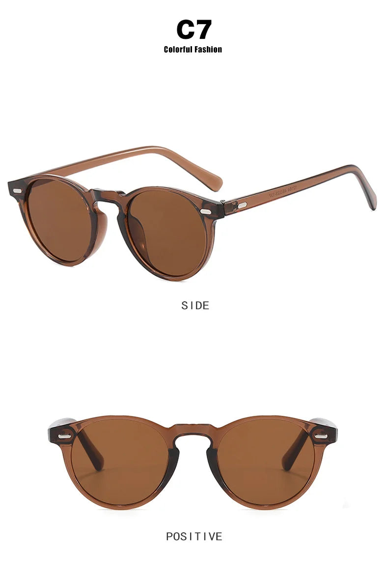Vintage Punk Round Vintage Sunglasses Women Retro Luxury Designer Sun Glasses for Female Oculos De Sol Shades UV400