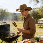 Windproof Cowboy Cap with Large Brims Breathable Western Cowboy Hat Polyester with Decorative Buckle Western Top Hat