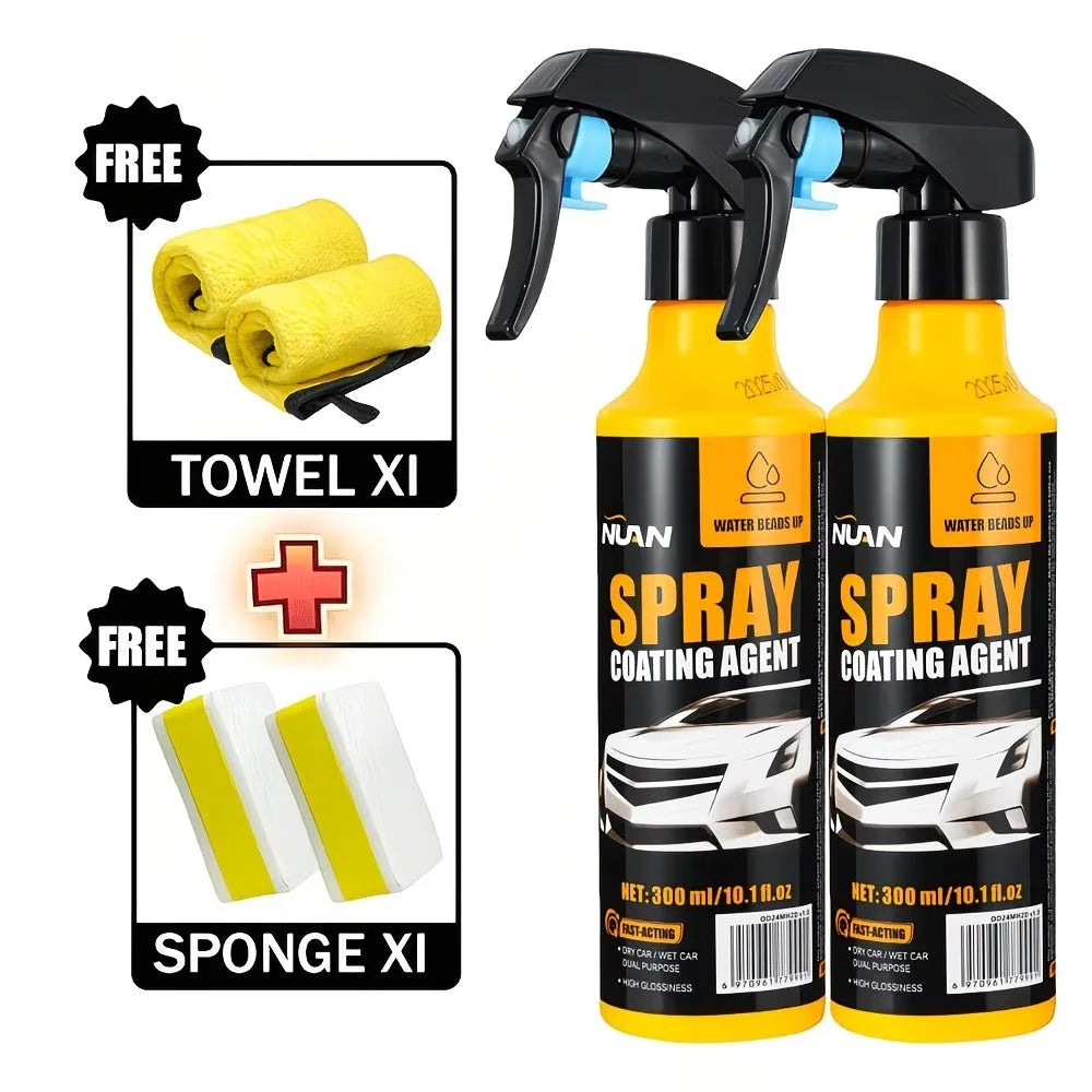 Car Coating Spray Kit 300ml Nano Ceramic Hydrophobic Coating Paint Protection Set With Sponge Cloth Scratch Repair High Gloss