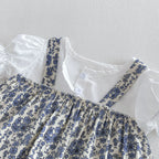 2026 Summer New Baby Girl Sweet Floral Splicing Bodysuit Dress + Hat Infant Cute Princess Jumpsuit Cotton Newborn Clothes 0-24M