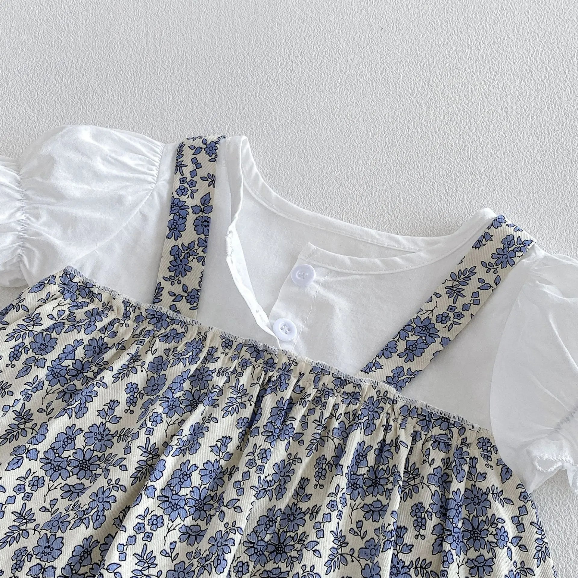 2026 Summer New Baby Girl Sweet Floral Splicing Bodysuit Dress + Hat Infant Cute Princess Jumpsuit Cotton Newborn Clothes 0-24M