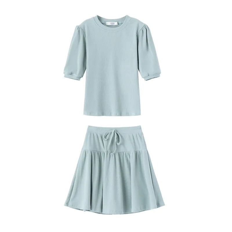 AS 2024 Girls Clothes Short Sleeve 3/4 Kids Boys Clothes For Summer Outfits Girls Clothing Children Ribbed Sets Dress