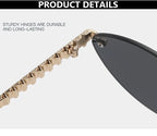 Fashion Trendy Retro Cat Eye Sunglasses Women Luxury Designer Vintage Style Chic Frameless Metal Small Triangle Eyewear