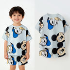Mickey Mouse Tshirt+Short 2Piece Set Summer Wear Children New Short Sleeve Suit 2026 Summer Kids Cartoon T-shirt Loose Shorts