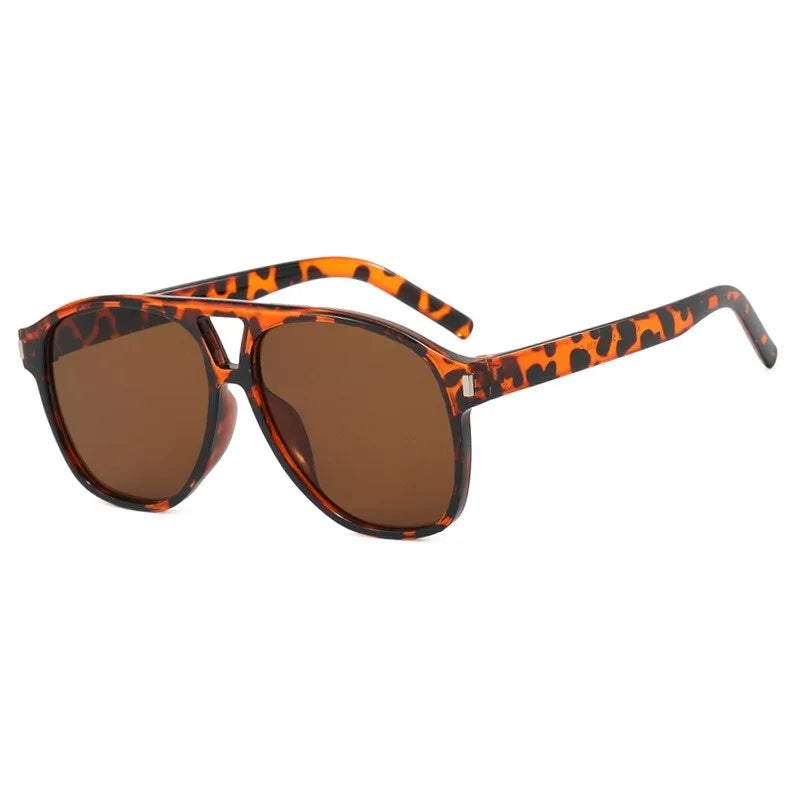 Vintage Double Beams Oversized Sunglasses Women Retro Brand Big Frame Rivet Sun Glasses Female Square Glasses Oculos De Sol