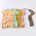 Summer Thin Baby Clothes 0-2Y Girls Boys Infant Solid Color Romper Newborn Short Sleeved Jumpsuit Toddler One Piece