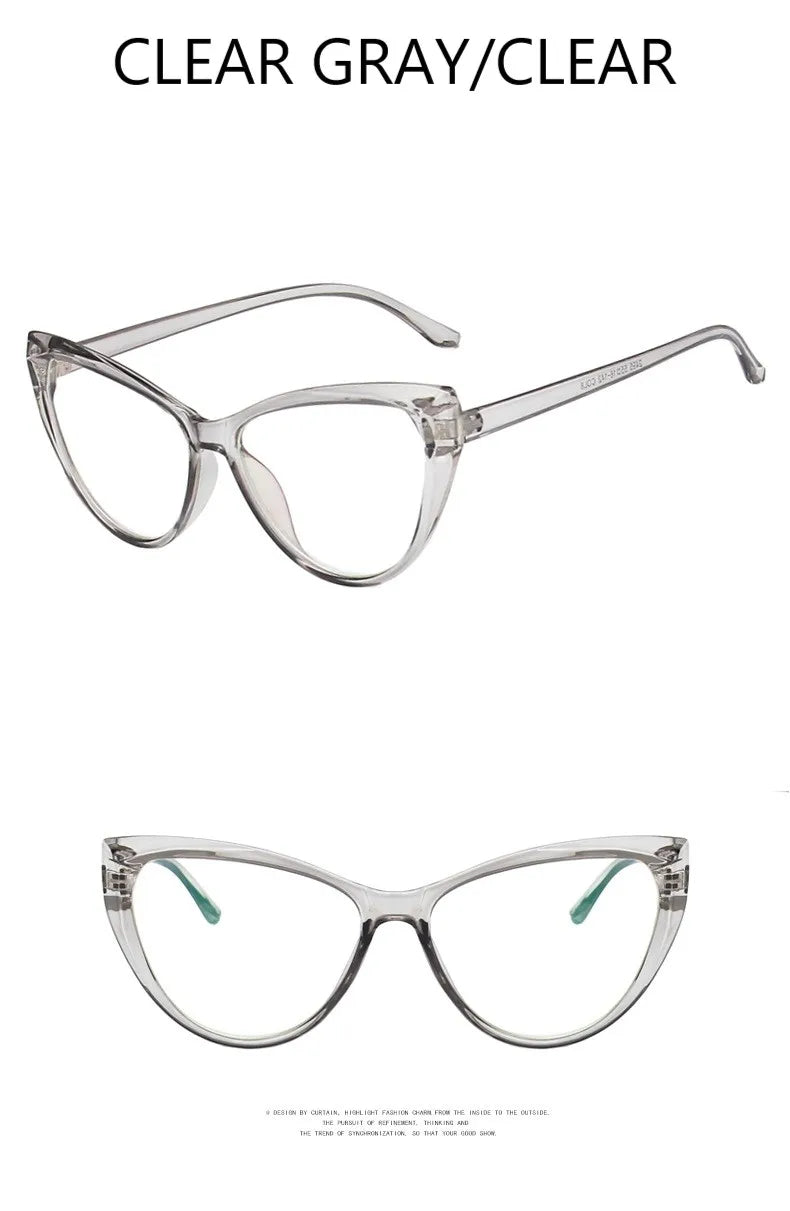 New Retro Cat Eye Glasses Frame Women Brand Vintage Trend Anti-blue Light Glasses Transparent Frame Myopia Eyeglasses