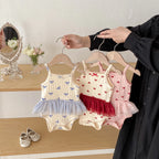 2026 Summer New Baby Sleeveless Sling Bodysuit Cute Infant Girl Heart Print Jumpsuit Cotton Toddler Sling Newborn Clothes 0-24M