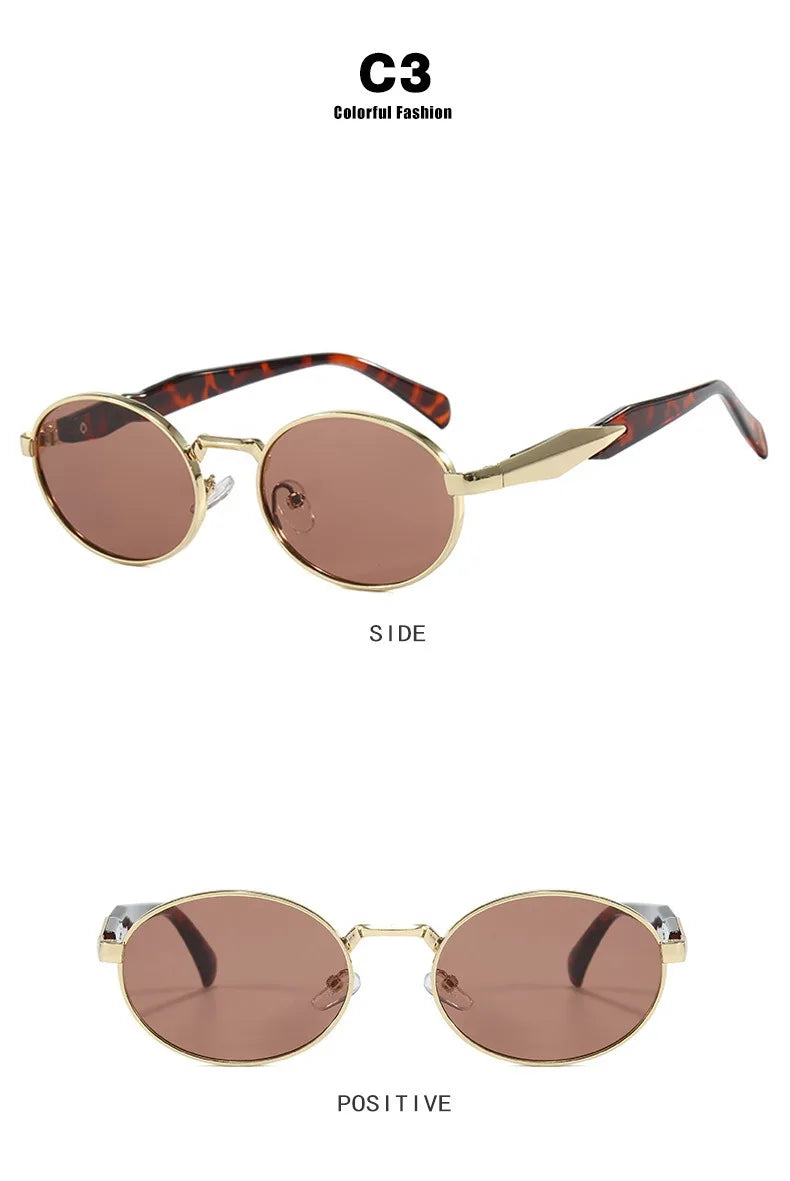 Retro Round Metal Sunglasses Women Glasses New Fashion Leopard Sun Glasses Trendy Brand Designer Eyewear Female Male UV400