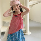 2026 Summer New Children Sleeveless T Shirts Cute Girls Bottoming Shirts Cotton Baby Girl Striped Sling Vest Kids Clothes
