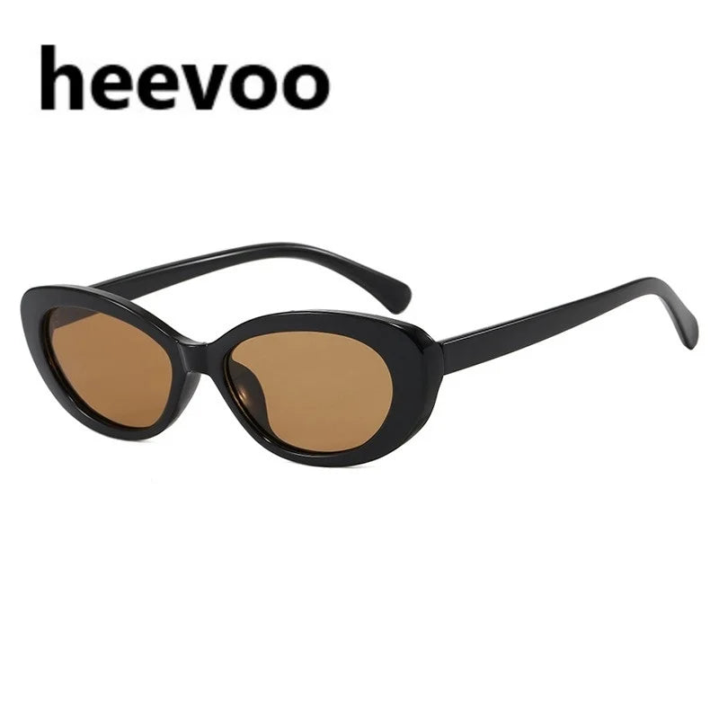 New Retro Oval Cat Eye Sunglasses for Women Men Y2k Trendy Narrow Small Sunnies 90s Brand Designer Sun Glasses UV400