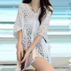 Women's Swimwear Crochet Lace Beach Cover Up Bikini Swimsuits Knitted Cover Up Dress Womens Swimsuit V Neck Side Split Beachwear