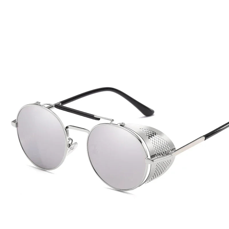 Trendy Retro Steampunk Sunglasses Men Brand Designer Round Steam Punk Alloy Sun Glasses Goggle For Women UV400 Gafas de Sol