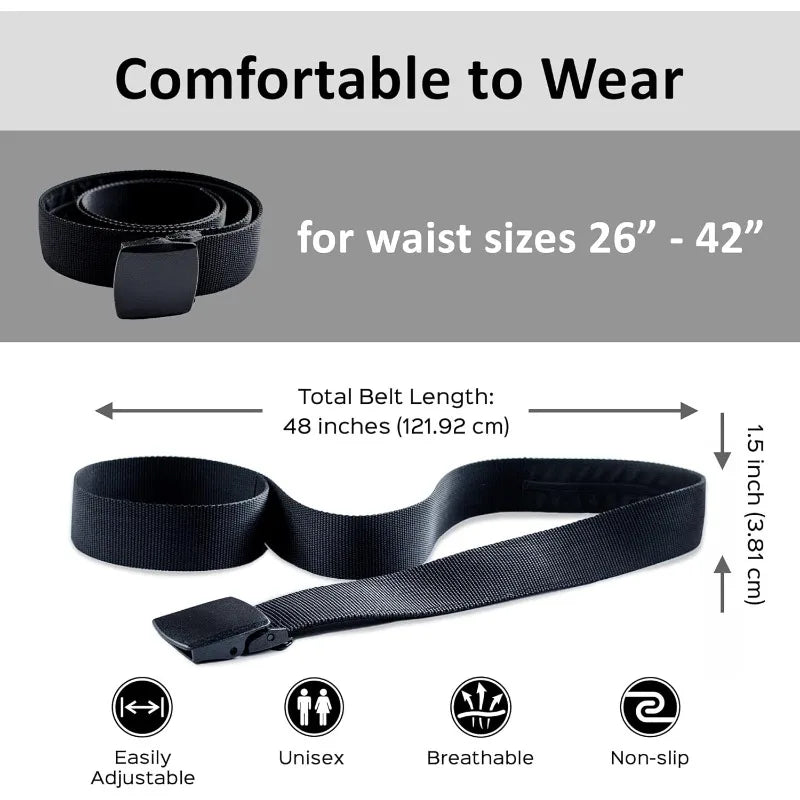 Travel Security Belt with Hidden Pocket Adjustable Cash Strap Slim Waist Wallet for Passport Money Anti-Pickpocket Waist Bag