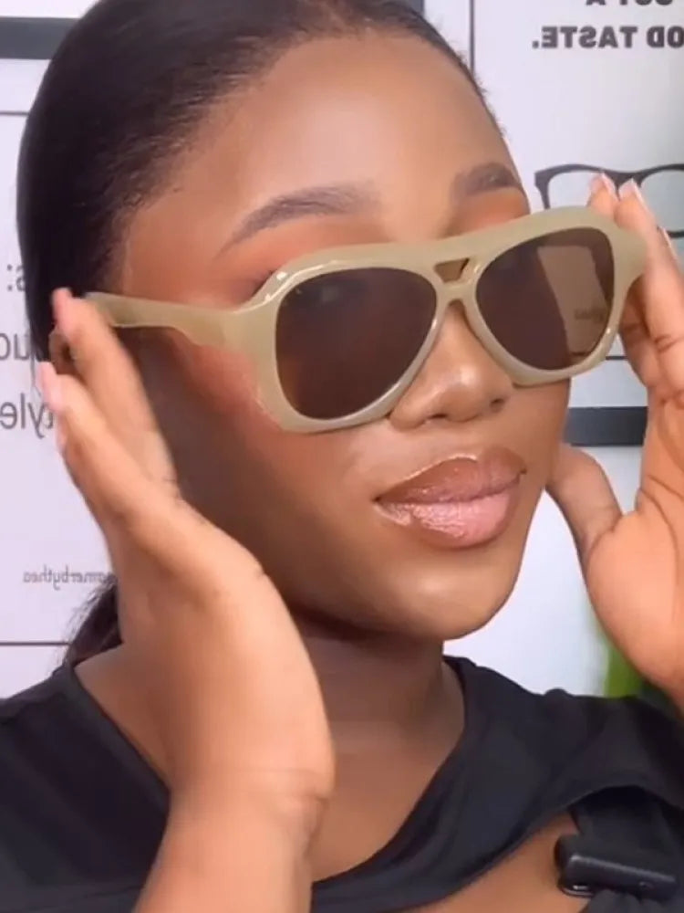 Retro Double Beam Large Frame Sunglasses for Women New Retro Fashion Brand Square Sun Glasses Eyeglasses Men Lentes De Sol Mujer