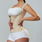 Ouzey Colombianas Body Shaper Shapewear Women Vest Tops Double Compression Waist Trainer Corset Adjustable Zipper and Hook-eyes