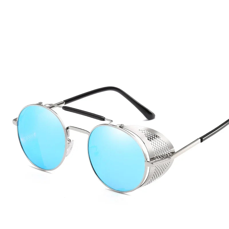 Trendy Retro Steampunk Sunglasses Men Brand Designer Round Steam Punk Alloy Sun Glasses Goggle For Women UV400 Gafas de Sol