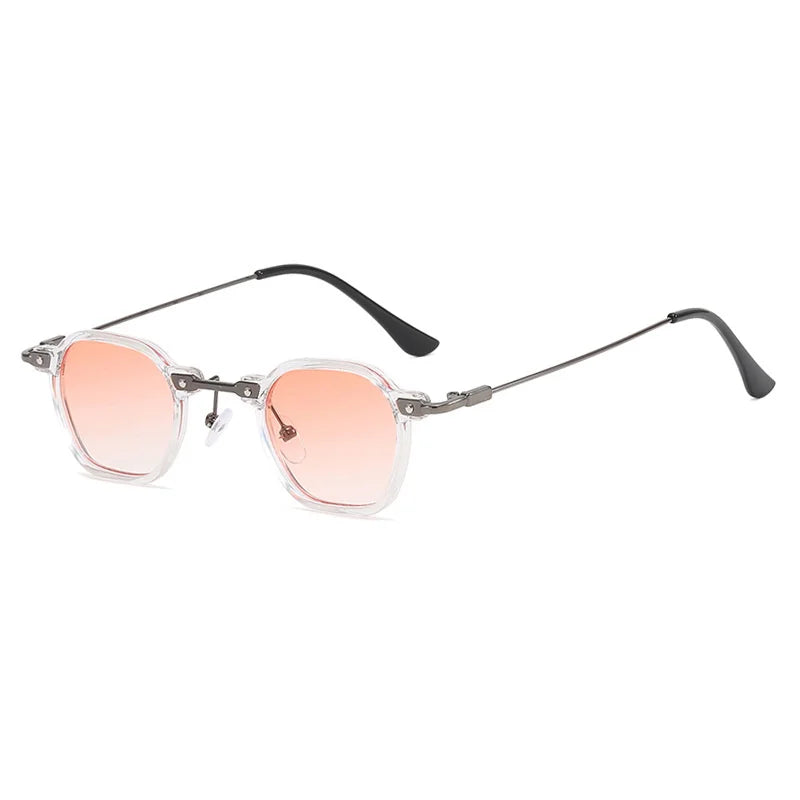 Retro Square Sunglasses Men Small Frame Sun Glasses Women New Fashion Polygonal Metal Eyeglasses Shadow UV400