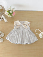 2026 Summer New Girls Preppy Style Striped Vest Dress Cotton Baby Girl Sailor Collar Sleeveless Dress Infant Toddler Clothes