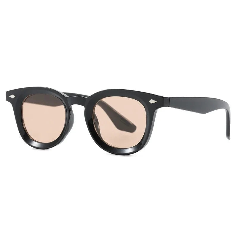 Vintage Punk Square Sunglasses Women Brand Fashion Concave Sun Glasses Men Shades UV400 Olive Green Leopard Rivets Eyewear