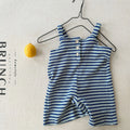 2026 Summer New Children Loose Casual Overalls Toddler Girls Sling Jumpsuit Cotton Boys Thin Striped Strap Shorts Kids Clothes
