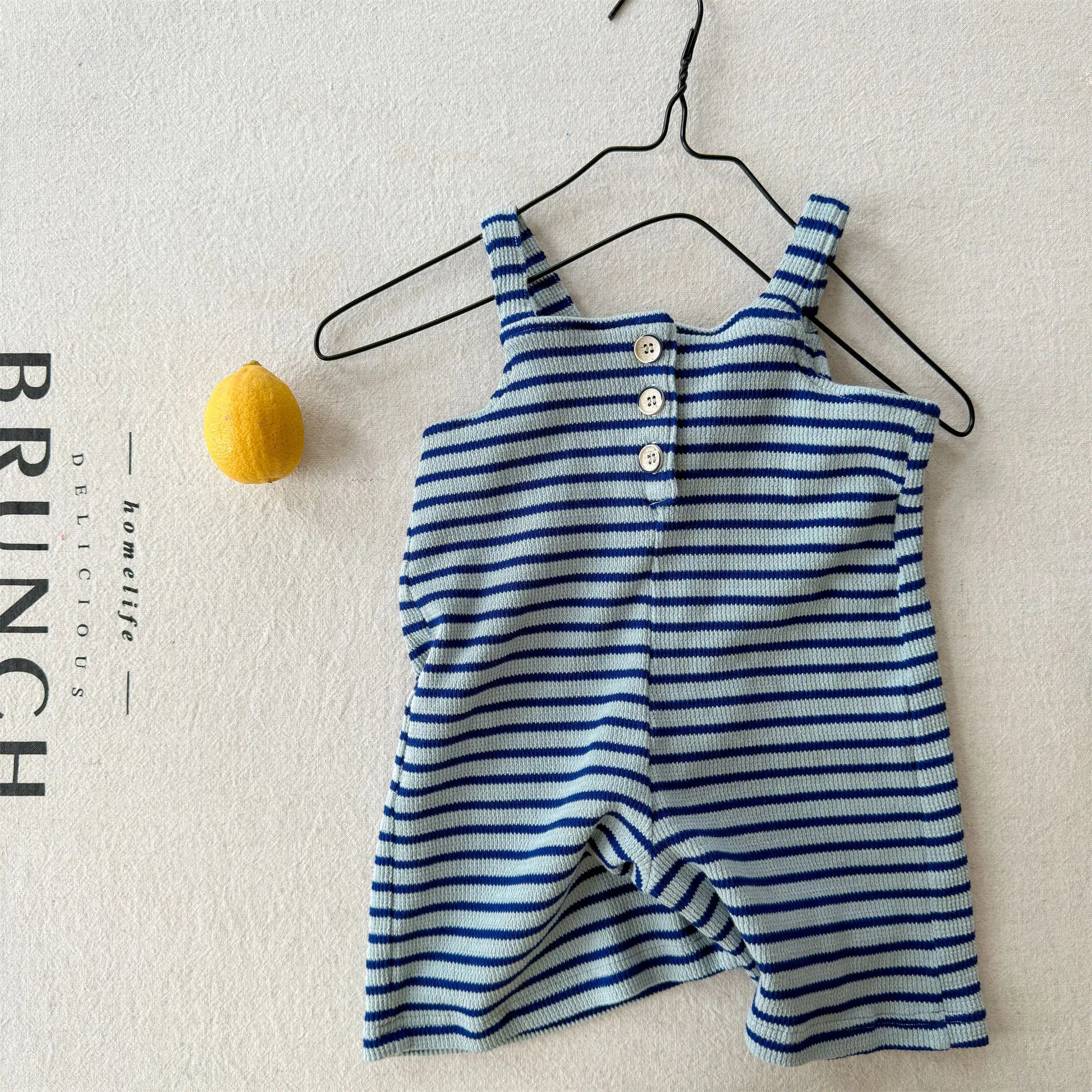 2026 Summer New Children Loose Casual Overalls Toddler Girls Sling Jumpsuit Cotton Boys Thin Striped Strap Shorts Kids Clothes
