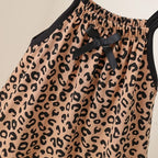 Summer Baby Girls Leopard Print Jumpsuit Infant Sleeveless Suspender One Pieces Bow Decor 0-3Y Toddler Romper Clothes
