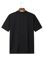 Men's summer 100% pure cotton fashionable casual loose rose pattern printed round neck short sleeved T-shirt top