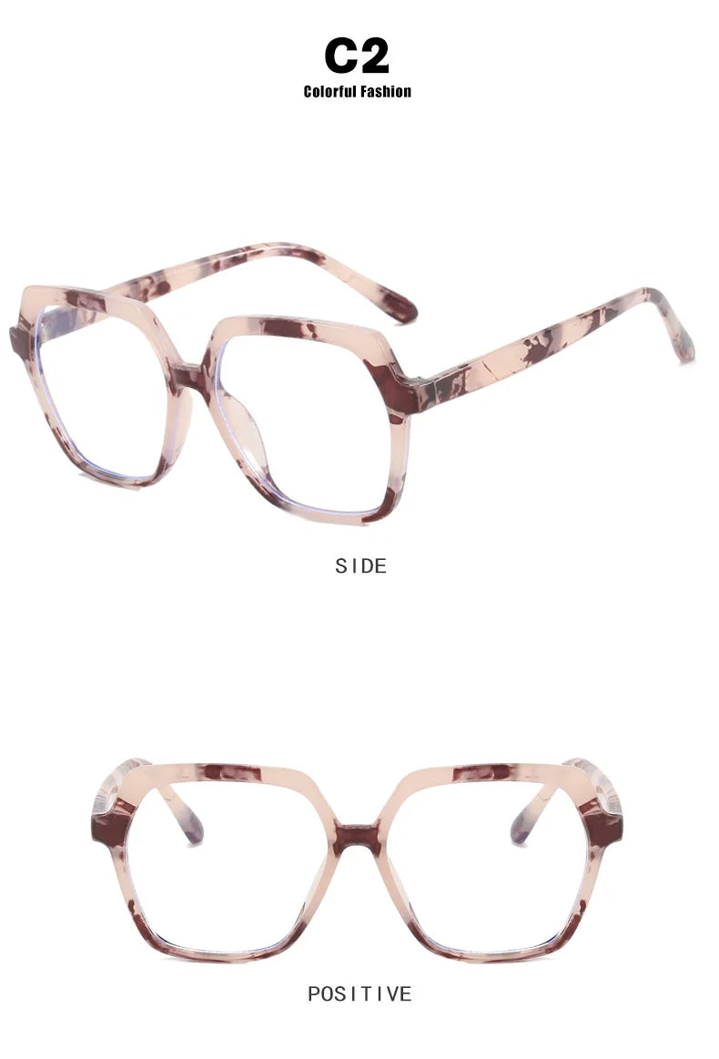 Eye Glasses Frame Fashion Casual Plain Glasses Anti Blue Light Retro Square Eyeglasses without Degrees Colorful Frame Eyewear