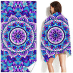 Microfiber Beach Towel Absorbent Bath towel big Quick-drying sunscreen for Adults Travel Swimming Pool Purple Flower Pattern