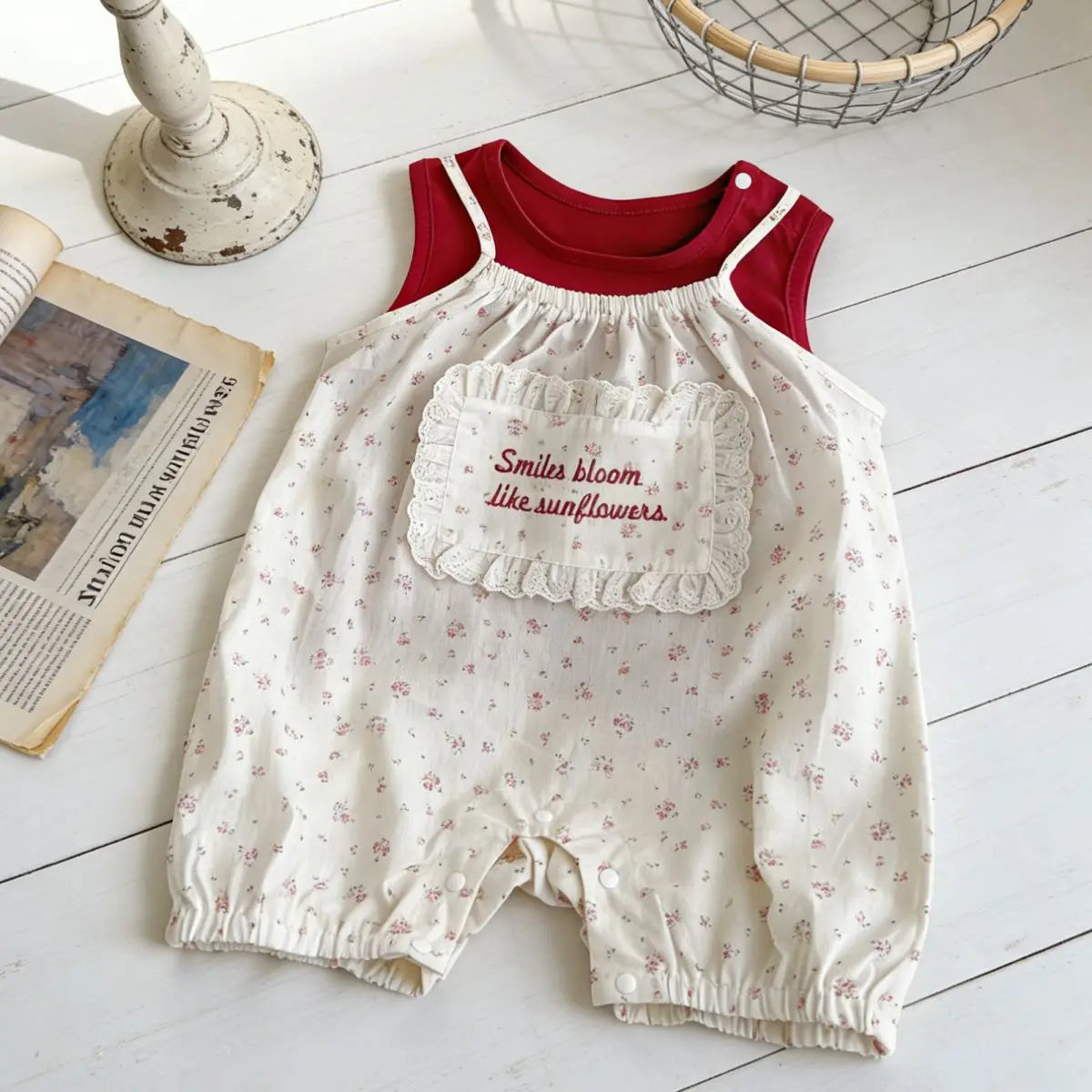 2026 Summer New Girls Sleeveless Clothes Set Baby Girl Sweet Floral Jumpsuit + Vest 2pcs Suit Infant Toddler Cotton Outfits