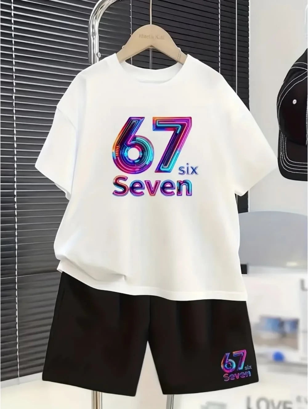 Boys Sets 67 Funny Print Kids T-Shirt Shorts Pant Set Casual Italian Brainrot Summer Top Suit for Funny Gift Children's Clothing