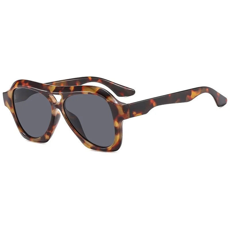 Retro Double Beam Large Frame Sunglasses for Women New Retro Fashion Brand Square Sun Glasses Eyeglasses Men Lentes De Sol Mujer