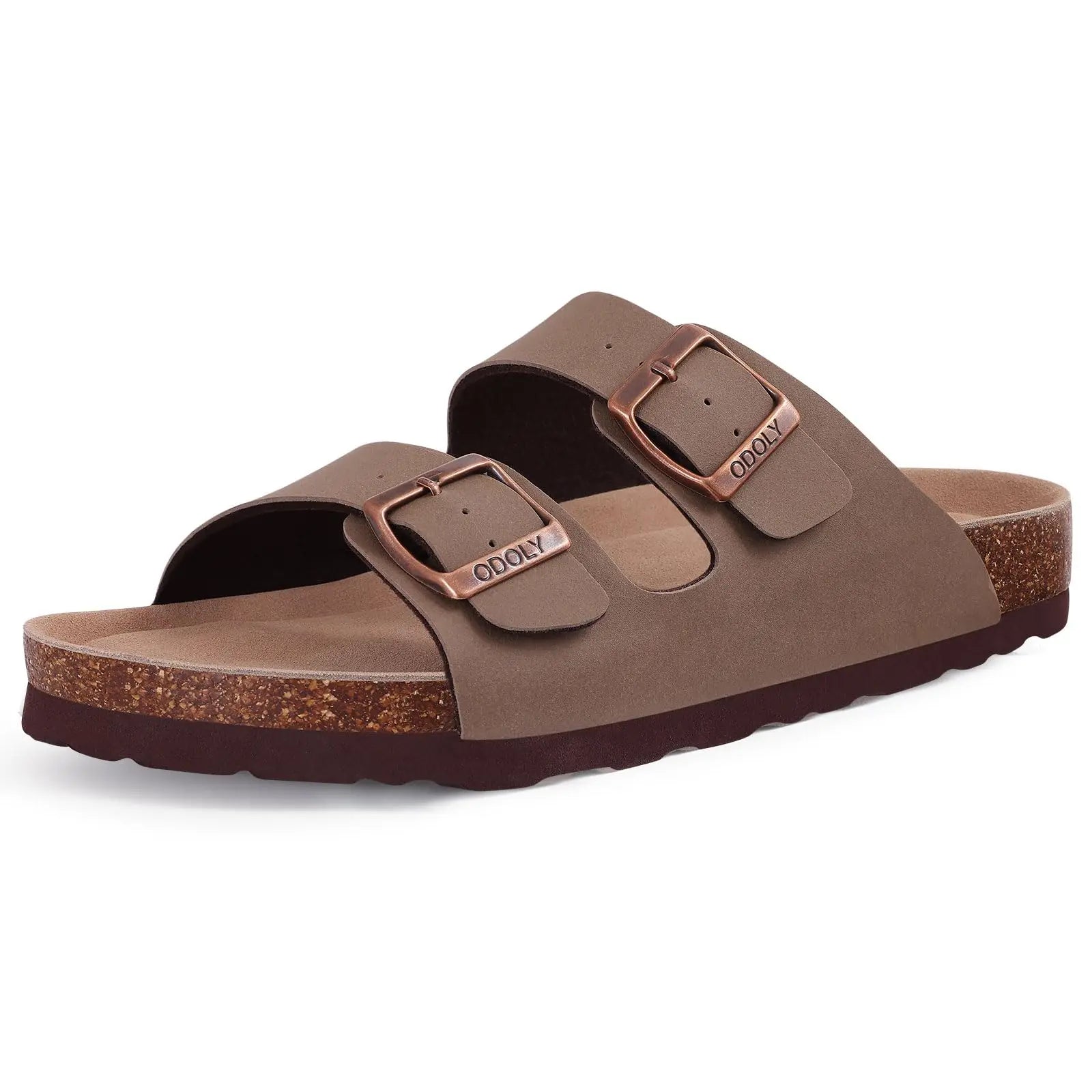 Asgard Summer New Leather Sandals Outdoor Fashion Double Buckle Beach Shoes Comfort Cork Footbed Clogs Slipper With Arch Support