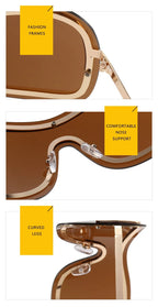 2023 New Metal Y2K Wrap Around Sunglasses Women Silver Mirror Sun Glasses One Piece Steam Punk Goggles Men Sun Shades Eyewear