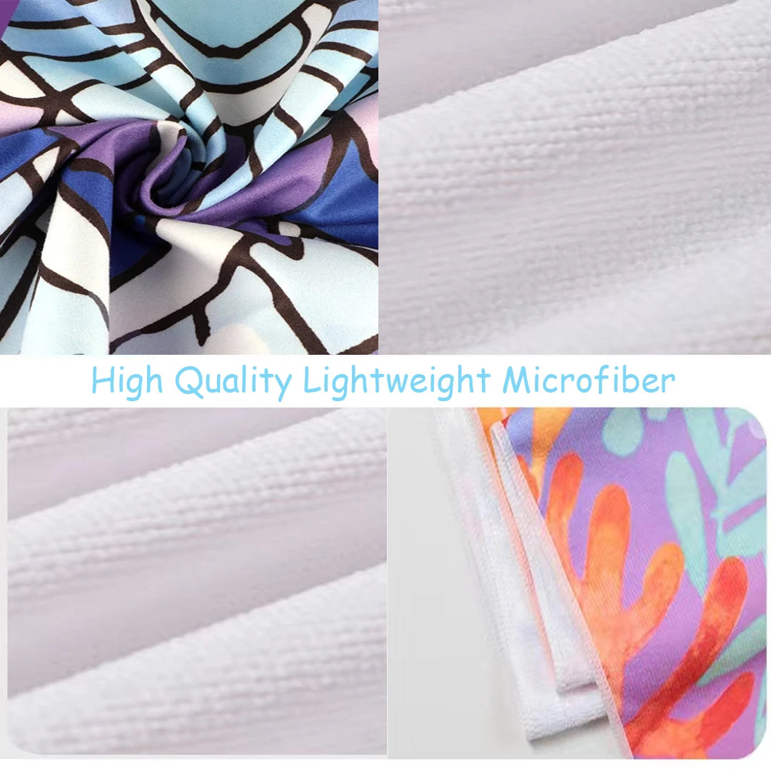 Microfiber Beach Towel Absorbent Bath towel big Quick-drying sunscreen for Adults Travel Swimming Pool Purple Flower Pattern