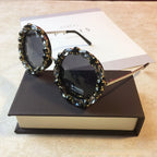 Diamond Crystal Round Sunglasses Women Luxury Brand Designer Glasses Eyeglasses Female Big Frames Shades Eyewear Vintage UV400