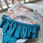 Summer RC Baby Girls Long Sleeve One-piece Swimsuit Set Toddler Girl Sunscreen Floral Bikini Suits Kids Swimwears Bodysuit 1-12Y