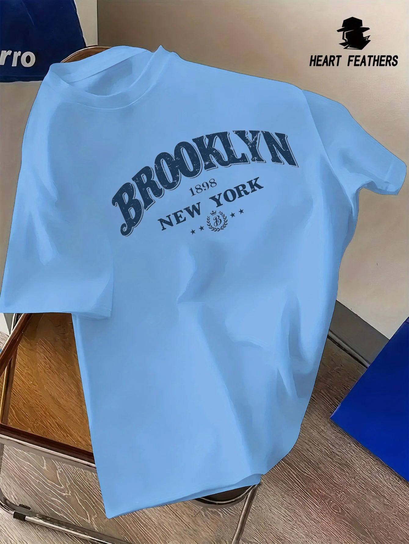 Men's Summer 100% Cotton Fashion Casual Loose Brooklyn&New York Letter Printed Round Neck Short Sleeve T-shirt Top