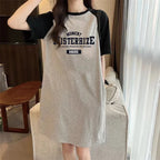 Summer Fashion Trend New Simple Letter Printing Loose Round Neck Short-sleeved Women's Dress