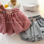 2026 Summer New Children Plaid Shorts Cotton Girls Cute Loose Culottes Kids Fashion Casual Shorts Toddler Clothes