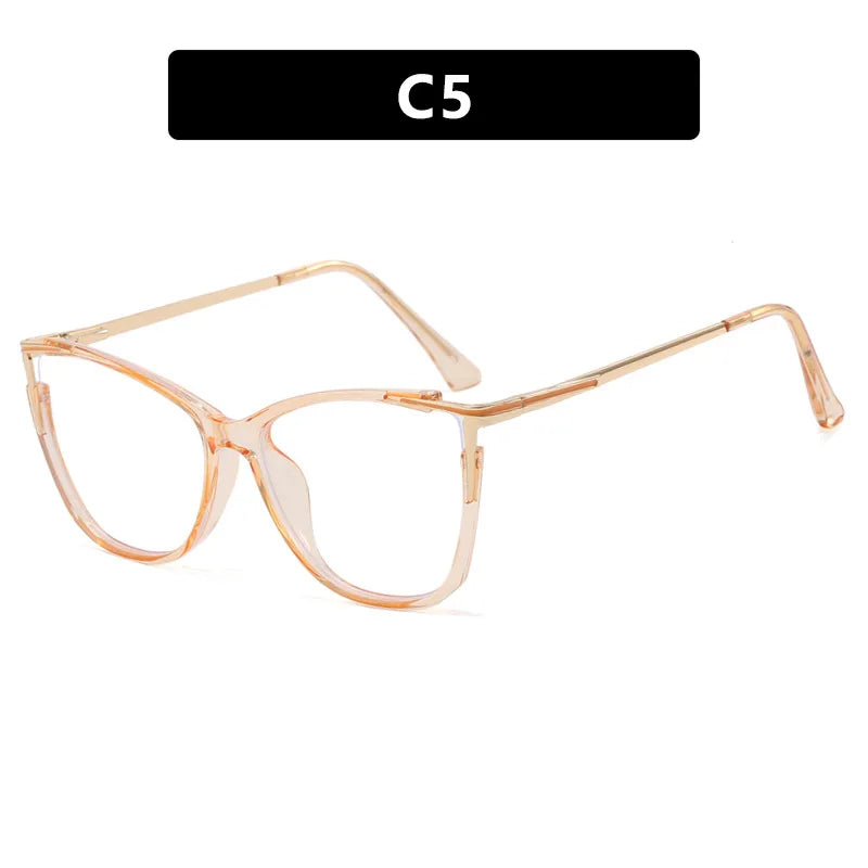 2023 New Fashion Women Anti Light Blue Cat Eye Glasses Frame Retro Hight Quality Luxury Optical Computer Reading Eyeglasses
