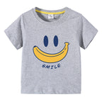 Cute Smiling Banana Kids Short Sleeve T Shirts Boys Girls Same Style Cartoon Casual Tees Comfortable Children Clothing